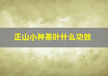 正山小种茶叶什么功效