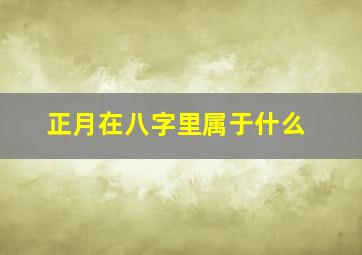 正月在八字里属于什么