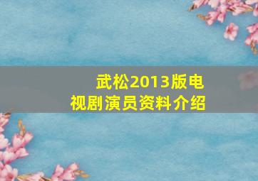 武松2013版电视剧演员资料介绍