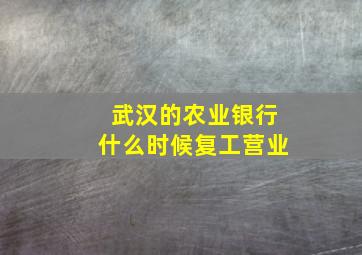 武汉的农业银行什么时候复工营业