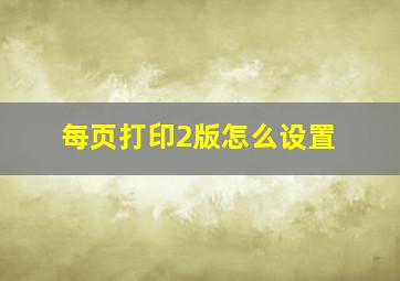 每页打印2版怎么设置