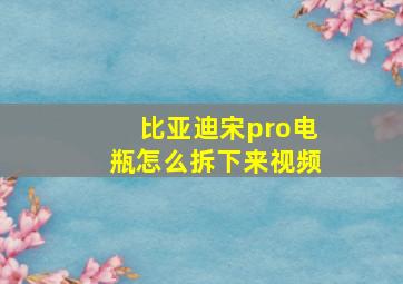 比亚迪宋pro电瓶怎么拆下来视频