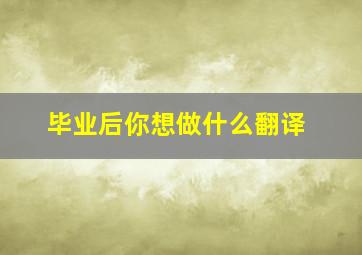 毕业后你想做什么翻译