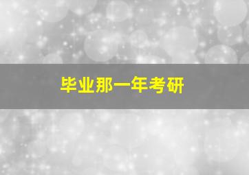 毕业那一年考研