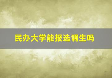 民办大学能报选调生吗