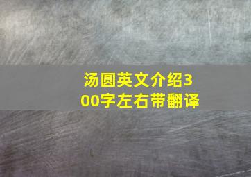 汤圆英文介绍300字左右带翻译