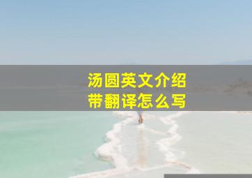 汤圆英文介绍带翻译怎么写