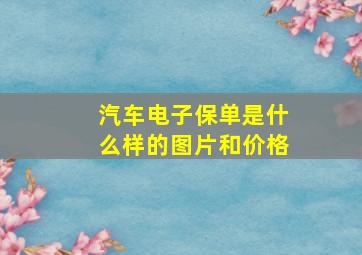 汽车电子保单是什么样的图片和价格