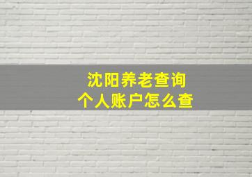 沈阳养老查询个人账户怎么查