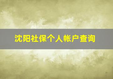 沈阳社保个人帐户查询