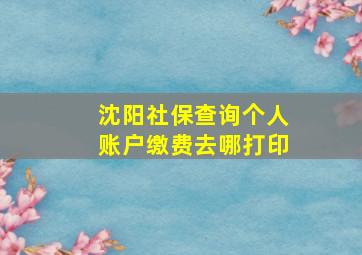 沈阳社保查询个人账户缴费去哪打印