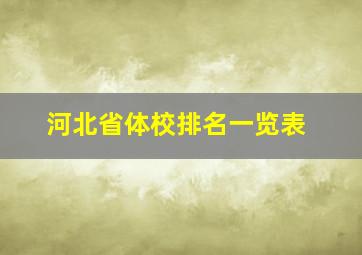 河北省体校排名一览表