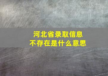 河北省录取信息不存在是什么意思