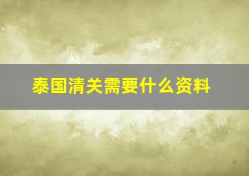 泰国清关需要什么资料