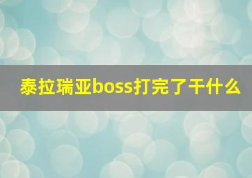 泰拉瑞亚boss打完了干什么