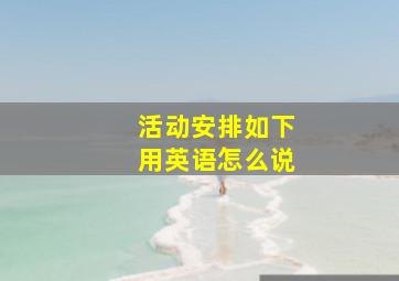 活动安排如下用英语怎么说