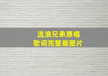 流浪兄弟原唱歌词完整版图片