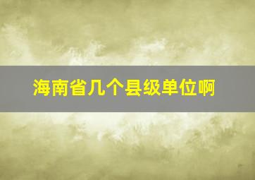 海南省几个县级单位啊