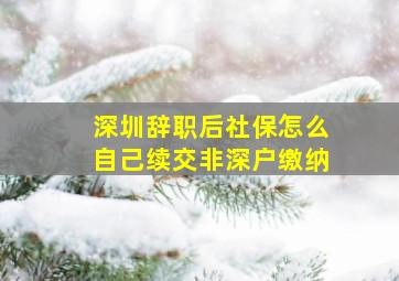 深圳辞职后社保怎么自己续交非深户缴纳