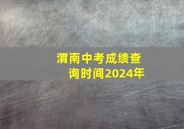 渭南中考成绩查询时间2024年