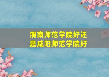 渭南师范学院好还是咸阳师范学院好