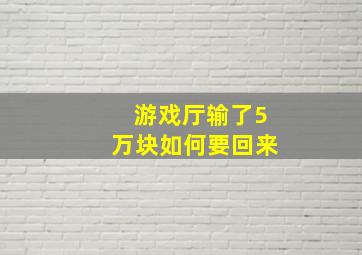 游戏厅输了5万块如何要回来