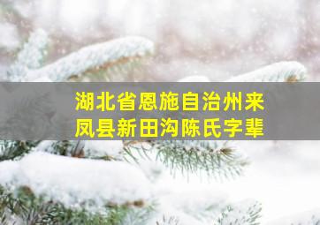 湖北省恩施自治州来凤县新田沟陈氏字辈