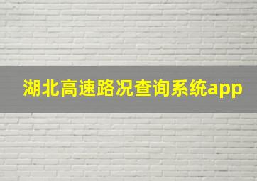 湖北高速路况查询系统app