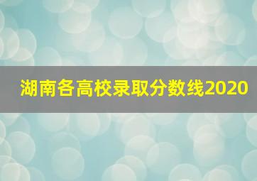 湖南各高校录取分数线2020