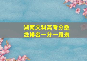 湖南文科高考分数线排名一分一段表