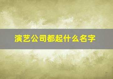 演艺公司都起什么名字