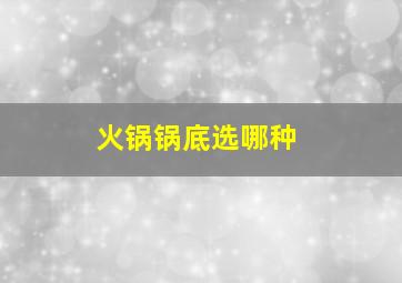 火锅锅底选哪种