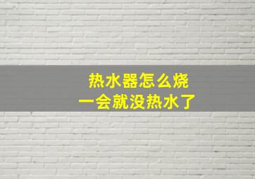 热水器怎么烧一会就没热水了