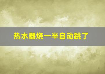 热水器烧一半自动跳了