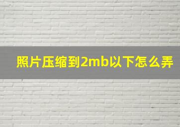 照片压缩到2mb以下怎么弄