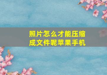 照片怎么才能压缩成文件呢苹果手机