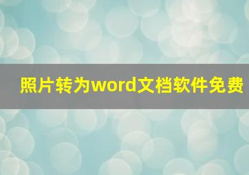 照片转为word文档软件免费