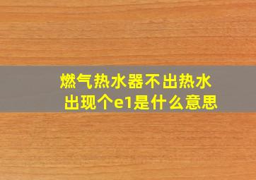 燃气热水器不出热水出现个e1是什么意思