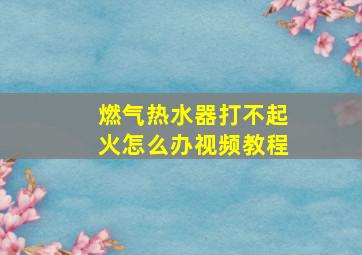 燃气热水器打不起火怎么办视频教程