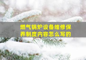 燃气锅炉设备维修保养制度内容怎么写的