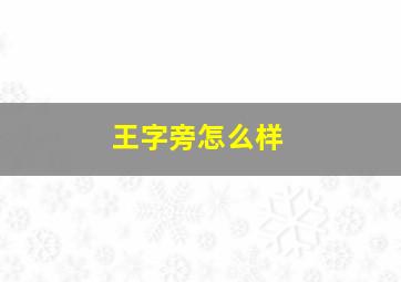 王字旁怎么样