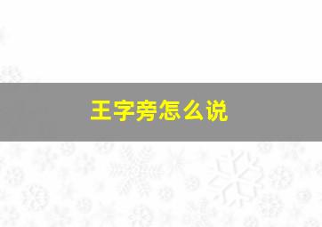 王字旁怎么说