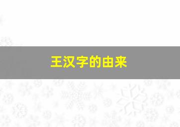 王汉字的由来