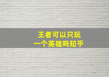 王者可以只玩一个英雄吗知乎