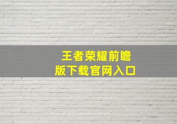 王者荣耀前瞻版下载官网入口