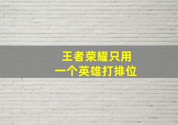 王者荣耀只用一个英雄打排位