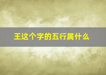 王这个字的五行属什么