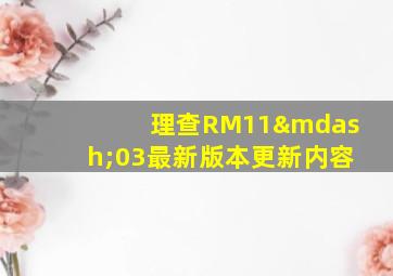 理查RM11—03最新版本更新内容