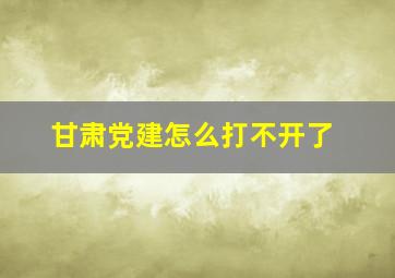 甘肃党建怎么打不开了