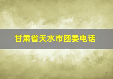 甘肃省天水市团委电话